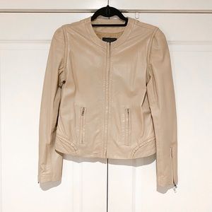 NWOT Sanctuary Collarless Leather Jacket in Light Tan